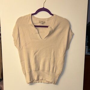 LOFT Cream Knit Cropped Top